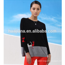 100% cashmere women's applique sweater